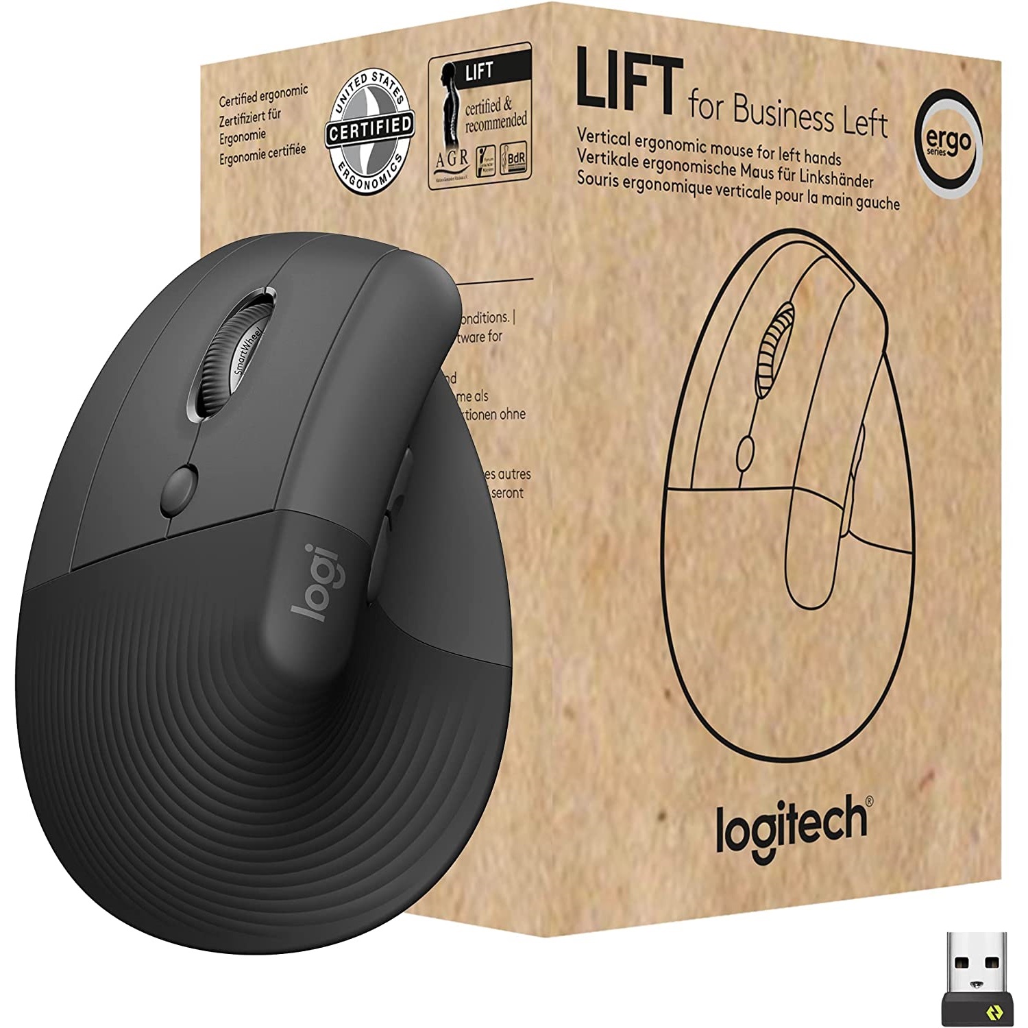 Mouse Vertical Ergonomico Inalambrico Logitech Lift para Zurdos 4000dpi Negro Perifericos Mouse