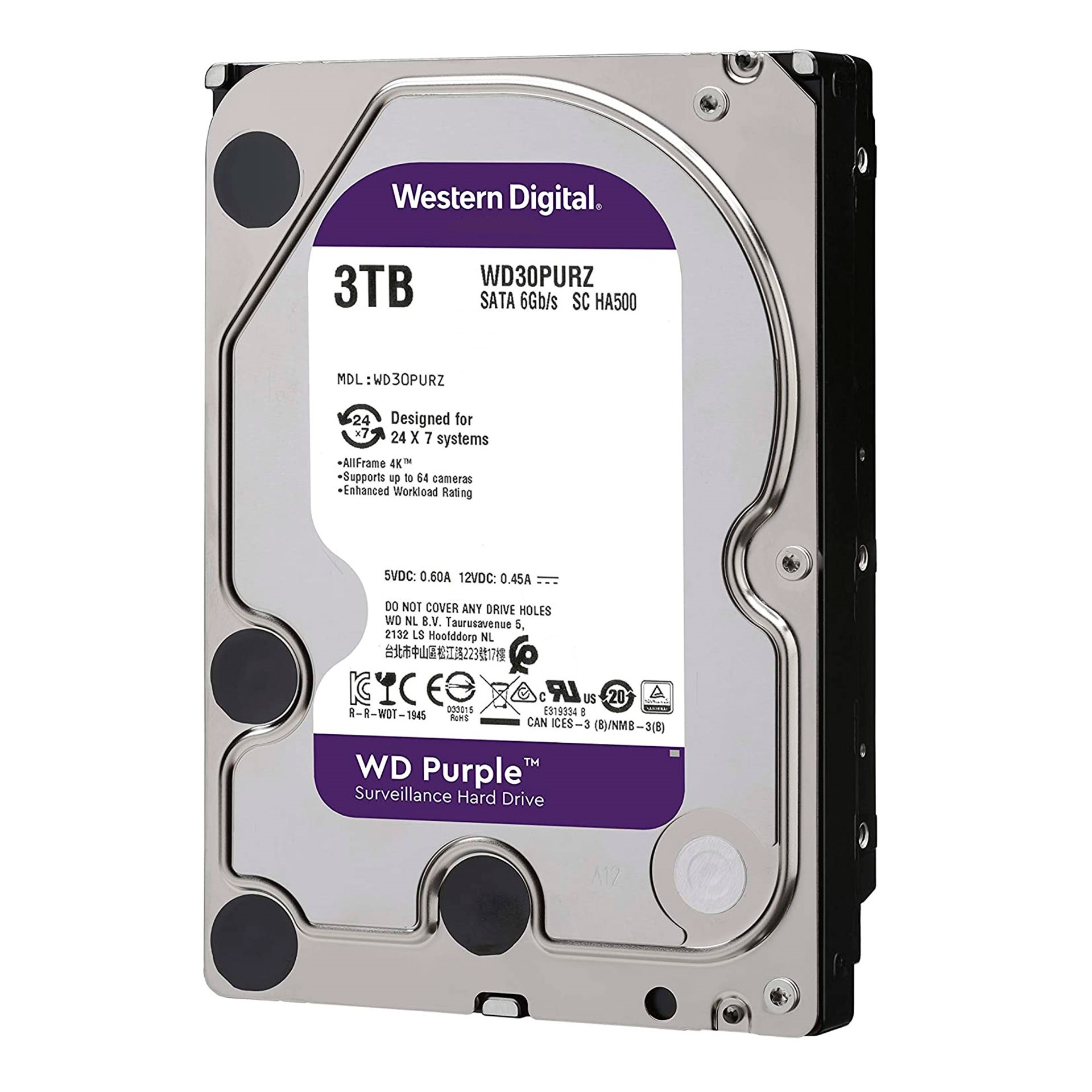 Disco Duro 3.5'' HDD Western Digital Purple 3TB WD30PURZ Sata IntelliPower Rpm Computación Almacen