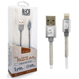 Cable de Datos ROCA Calidad Premium iPhone (Lightning) 2 Metros Forrado