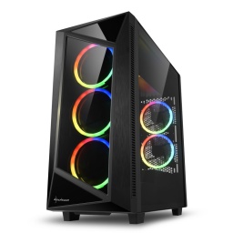 Gabinete Gamer ATX Sharkoon REV200 Negro 5 Fan RGB Vidrio Templado Grfica Vertical