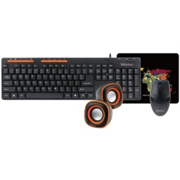 Combo de Hogar u Oficina 4 en 1 Teclado+Mouse+Parlantes+Mouse Pad Meetion MT-C105 - Negro