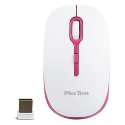 Mouse Optico Inalambrico Meetion MT-R547 Blanco y Rosado