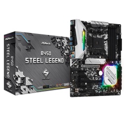 Motherboard ASRock B450 Steel Legend con RGB Socket AM4 p/AMD Ryzen Vega M.2 DDR4