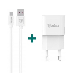 Cargador Inkax CD-27 5V/2.1A 220v a Puerto USB + Cable USB Tiopo C 1 Metro