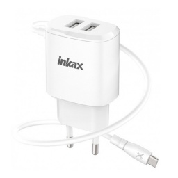 Cargador Inkax CD-99 5v/2.4A Corriente 220v a 2 Puertos USB + Cable Micro USB de 1 Metro