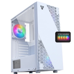 Gabinete Gamer Mid-Tower Fantech CG-76 Panel lateral Vidrio Templado Con 4 Fan Cooler RGB includos - Blanco