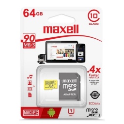Memoria Micro SD Maxell 64GB Clase 10 Con Adaptador