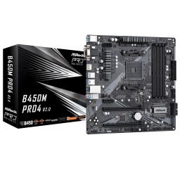 Motherboard ASRock B450M Pro4 R2.0 Socket AM4 Para AMD Ryzen 4x DIMM DDR4