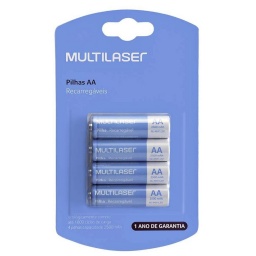 Pila Recargable Multilaser CB052 AA 2500mah Blister x4 Pilas