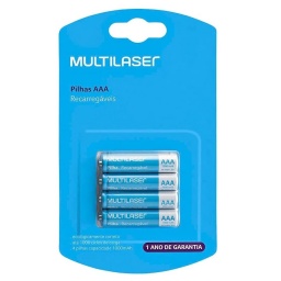 Pila Recargable Multilaser CB050 AAA 1000mah Blister x4 Pilas