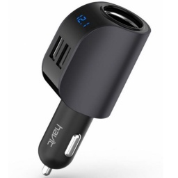Cargador de Auto Para 12V Havit H237 Rpido Con Pantalla LED 2x USB + Encendedor