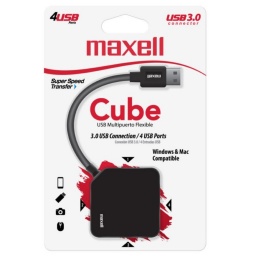 Hub USB Maxell Cube de 4 puertos USB 3.0 Compatible Windows y Mac