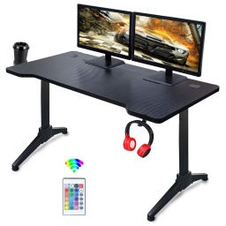 Escritorio Gamer GMD03-1 para PC con Iluminacin RGB, Soportes y Control remoto - Negro
