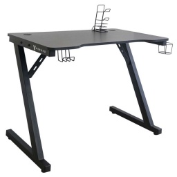 Escritorio Gamer Perseo WT-230 de MDF simil Fibra de Carbono y Marco de Acero con Soportes para Vaso, Auriculares y Cont