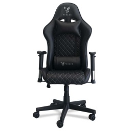 Silla Gamer Pro Perseo Pegasus en Eco Cuero Posabrazos movimiento 2D Reforzada y Resistente - Negro con Gris