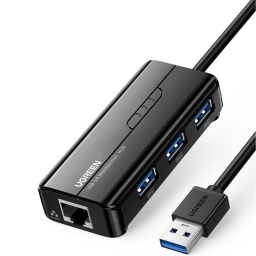 Adaptador de Red Ugreen 20265 de USB 3.0 a Rj45 Ethernet Gigabit + HUB USB 3.0 x3 Puertos