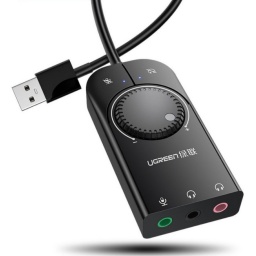 Adaptador Tarjeta de Sonido Externa USB Ugreen CM129 Doble Salida Control externo
