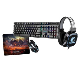 Combo Kit Gamer Xtrike Razeak 4 en 1 Teclado Retroiluminado + Mouse + Auriculares + Mousepad