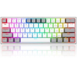 Teclado Mecanico 60% Inalambrico y Cableado Gamer Redragon Fizz Pro K616-RGB White-Gray