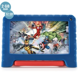Tablet Multilaser Kids MARVEL Oficial Avengers Quad Core 32GB Android WiFi Bluetooth Estuche silicona anti-golpes