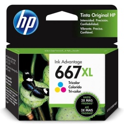 Cartucho Original HP (3YM80AL) 667 XL Tricolor de Alto Rendimiento Para Deskjet 1275 2374 2375 2376 2775 2776