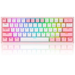 Teclado Mecanico 60% Inalambrico y Cableado Gamer Redragon Fizz Pro K616-RGB White-Pink