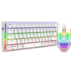 Combo Gaming T-Dagger Main Force T-TGS008W Blanco Teclado Mecanico 60% Switches Brown + Mouse Gamer RGB Chroma