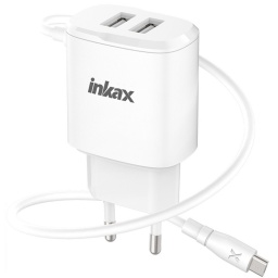 Cargador Inkax CD-99 2.4A con Cable USB Tipo C + 2 Puertos USB Libres
