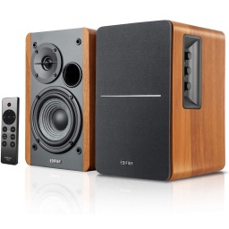 Parlantes 2.0 Edifier R1280DBS con Control Remoto y Bluetooth 5.0 de Madera MDF (Marron) 42W RMS Activo Mxima Calidad