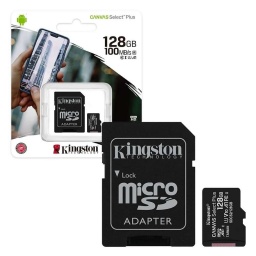 Memoria Micro SD Kingston Canvas Select Plus 128GB Clase 10 Con Adaptador