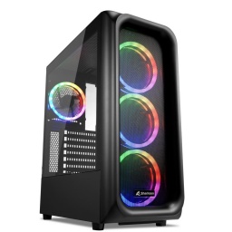 Gabinete Gamer Sharkoon TK5M RGB ATX 4 Fan ARGB Pre instalados Panel Vidrio Frente rejilla