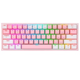 Teclado Mecanico 60% Inalambrico y Cableado Gamer Redragon Fizz Pro K616-RGB Pink-White