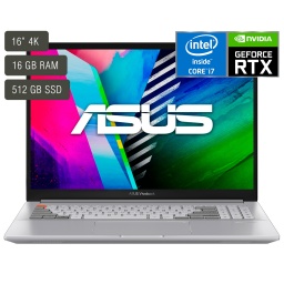 Notebook Asus Vivobook PRO 16X Oled E406 Core i7-11370H 16GB Ram 512GB SSD NVMe 16'' OLED 4K Espaol RTX3050 4GB GDDR6