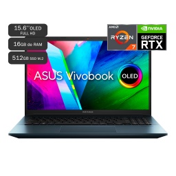 Notebook Asus Vivobook PRO 15 OLED M3500QC 15.6'' Full HD OLED AMD Ryzen 7 5800H 16GB 512GB M.2 GeForce RTX3050 4GB GDDR