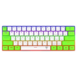 Teclado Mecanico Gamer 60% T-Dagger Arena T-TGK321-WG Blanco con Verde RGB USB-C Switches Brown, Full key rollover