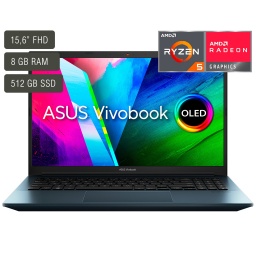 Notebook Asus Vivobook Pro 15.6'' OLED M3500QA-L1196W AMD Ryzen 5 5600H 8GB 512GB SSD M.2 Graficos Radeon