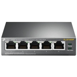 Switch TP-Link TL-SF1005P 10/100 Mbps de 5 puertos con 4 puertos PoE+ Metalico Rackeable