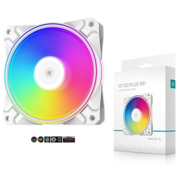 Fan Cooler DeepCool CF120 PLUS White PWM RGB 120MM Sincronizable Conector Header 5V Silencioso - Blanco