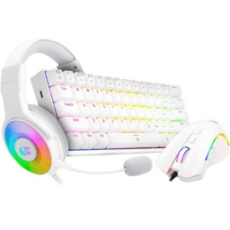 Kit Gaming Teclado + Mouse + Auricular Redragon S129W 3 En 1 - Blanco