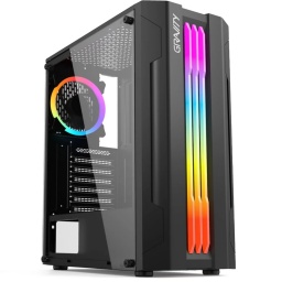 Gabinete Gamer Gravity GR85 Frente con Panel RGB Lateral de Vidrio Templado - Negro