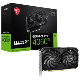 Tarjeta de Video MSI RTX4060 Ti 8GB GDDR6 Ventus 2X Black OC 128-bit DLSS3 Doble Fan Torx 4.0
