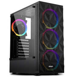 Gabinete Gamer Gravity GR82 Mesh Panel Frontal Mallado y Lateral de Vidrio Templado 4 Fan Cooler RGB - Negro