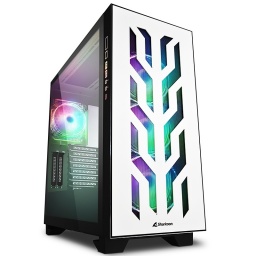 Gabinete Gamer Sharkoon Elite Shark CA300T Blanco RGB 4 Fanes Pre instalados Doble Panel Vidrio Rejilla metalica