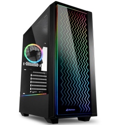 Gabinete Gamer Sharkoon RGB LIT 200 Negro 2 Fanes Pre instalados Panel Vidrio Frente con ondas LED