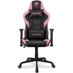 Silla Gamer Profesional Cougar Armor Elite Eva Cuero PVC Marco de Acero Calidad Premium - Negra y Rosa