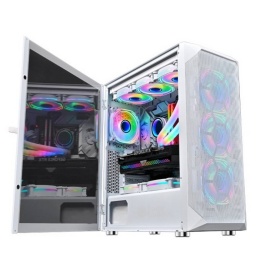 Gabinete Gamer Shot Gaming Pro Series Shot-Sup-230B-Black Rejilla Cristal Templado PSU Cover - Blanco