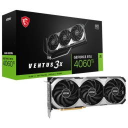 Tarjeta de Video MSI GeForce RTX 4060 Ti 8GB GDDR6 Ventus 3X Black OC 128-bit DLSS3 Triple Fan Torx 4.0