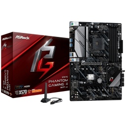 Motherboard ASRock X570 Phantom Gaming 4 WiFi ax Socket AM4 p/AMD Ryzen 4x DIMM DDR4 ATX M.2 Gigabit LAN