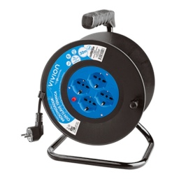 Alargue Carrete de Corriente Conatel Vivion 719035 con 4x Schuko y Ficha Schuko de 30 Metros