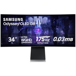 Monitor Curvo Gaming OLED Samsung Odyssey G8 34'' UWQHD 175Hz LS34BG850SNXZA 1800R HDR10+ 0,3 ms UltraWide